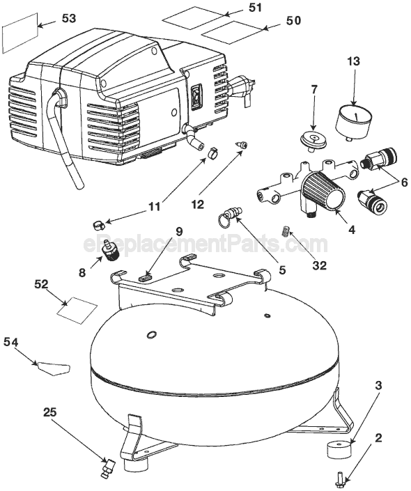 Page B Diagram and Parts List for C2006 Type 0 Porter Cable Compressor